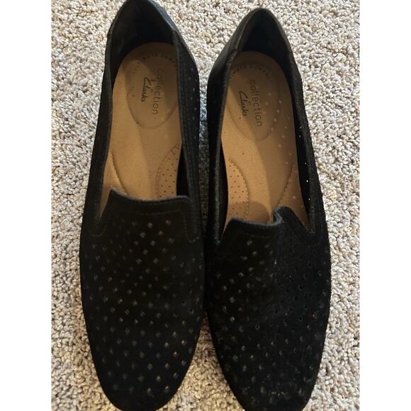 Clarks Collection Perforated Suede Loafers Juliet Hayes Women's‎ Black 7.5M - Picture 4 of 11